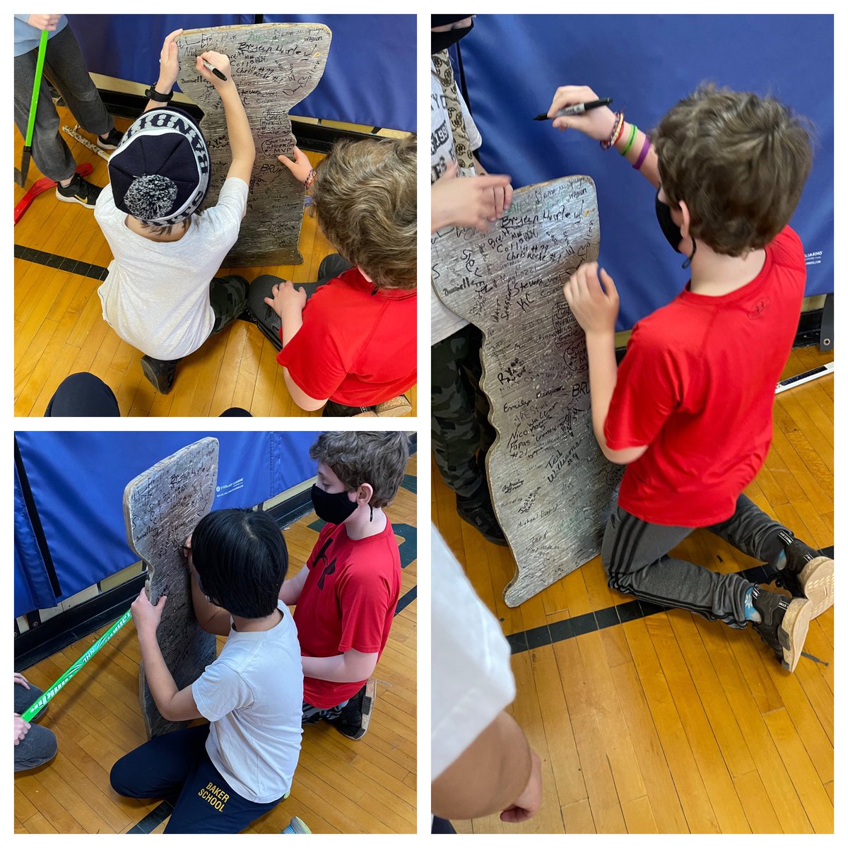 Lots of fun playing floor hockey today! These middle schoolers won the class tournament and got to sign Baker’s Stanley Cup! 🏒 🥅 🏆 <a href="/IadarolaBakerPE/">Mr. Iadarola</a> <a href="/King_PhysEd/">Mr. King</a>