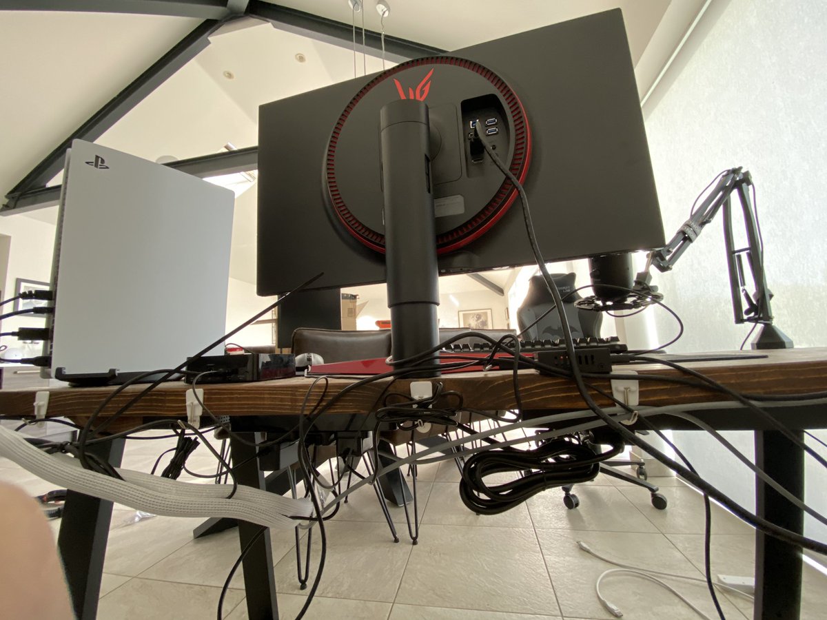 Xobi9x's tweet photo. It will look better than this when Iโm done #cablemanagement #ps5setup #streamingsetup #stressedout https://t.co/bicFkNjNpY