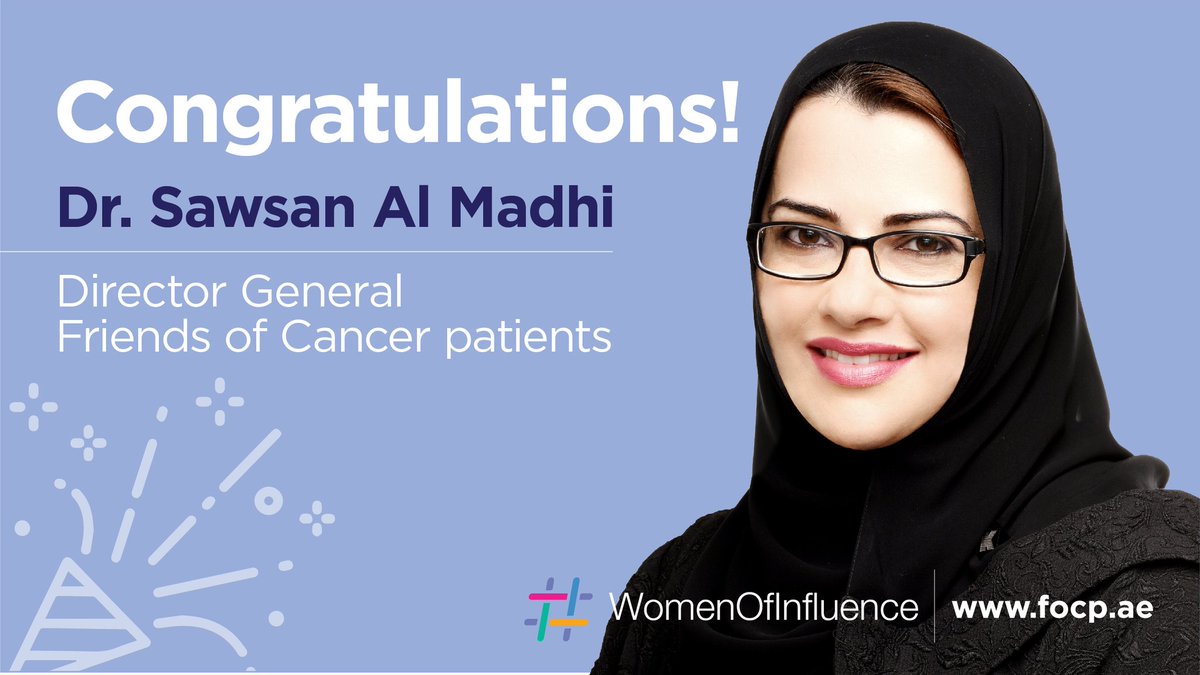 focpuae's tweet photo. #Congratulations to Dr. Sawsan Al Madhi, Director General - #FriendsofCancerpatients, who has been featured in Arabian Business’s #2021WomneOfInfluence list! 👏👏👏
“Among the most influential leaders in the UAE and the wider #Arabregion. https://t.co/PfVTNusPf1