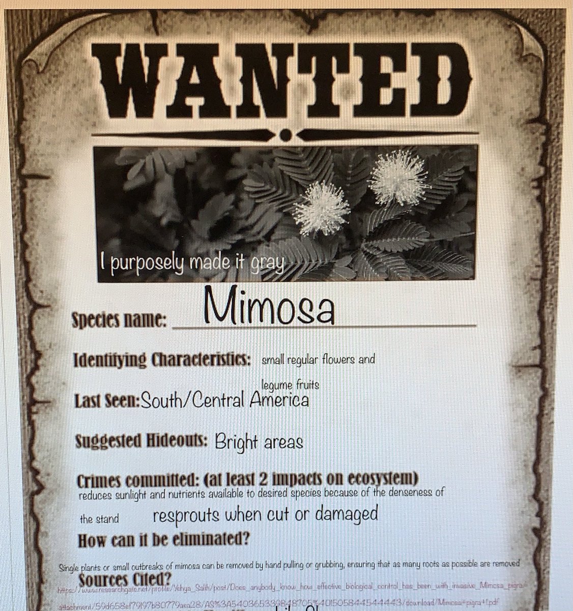 TechCoachDayton's tweet image. This past week, 6th grade science has been learning about the dangers of invasive species. They capped it all by created “wanted” posters for certain plants and animals. Thanks for showing off student work Mrs. Crouch and @CHMS_Thomas @chmscougars