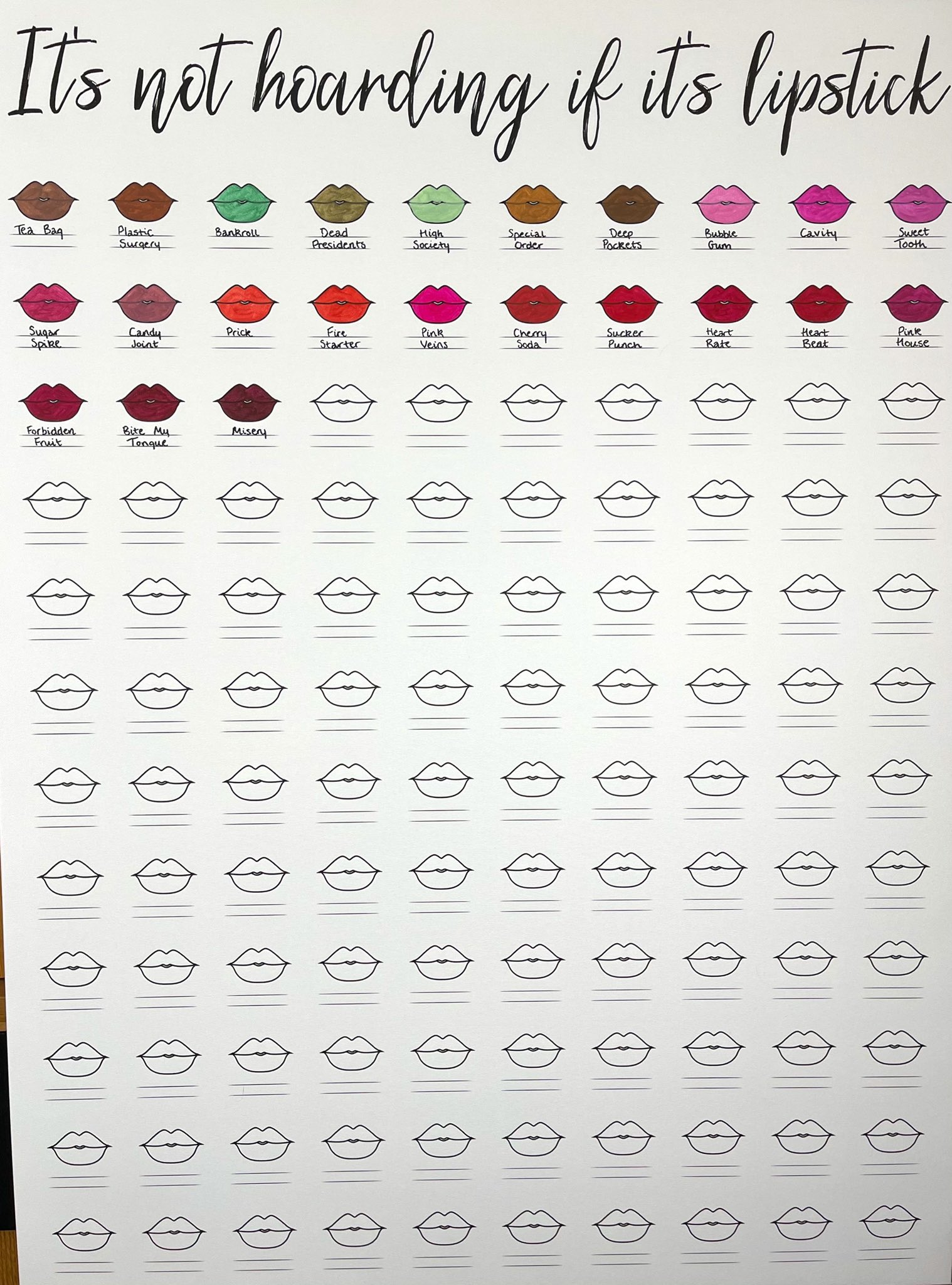 XL Size with 120 Swatch Spots - The Swatch Chart in It's Not Hoarding –  glowgurl
