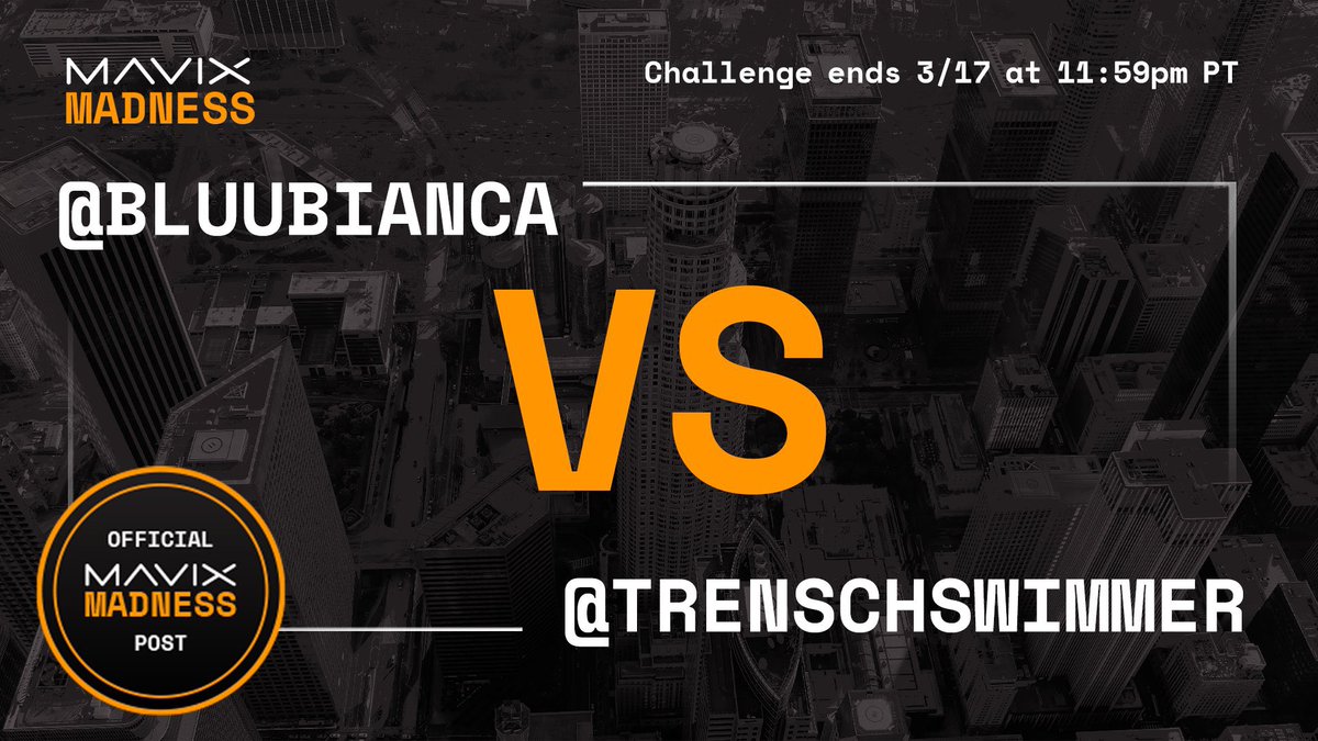 bluubianca's tweet image. CHALLENGE START!
チャレンジ スタート!

Me vs @Trenchswimmer of the @mavixchairs #mavixmadness!!!Rules of this match, COMMENTs &amp;amp; RTs!!! 😱 Winner with the most will go to the next round. The battle begins now and ends at 11:59 PM PT on 3/17 😈 

Let’s bring on the Bluu Brigade! 💙