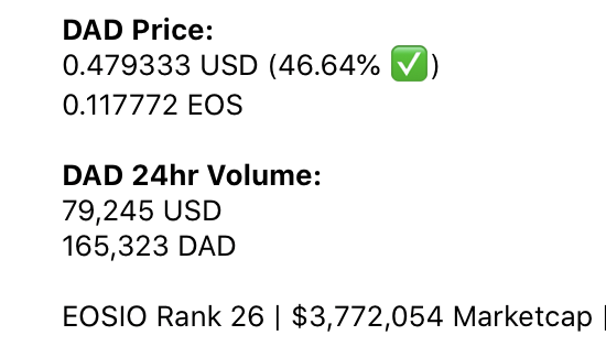 Wes9c10's tweet image. $DAD mooning after the #eCurve launch. This community is delivering true value. We&apos;re so early 🚀