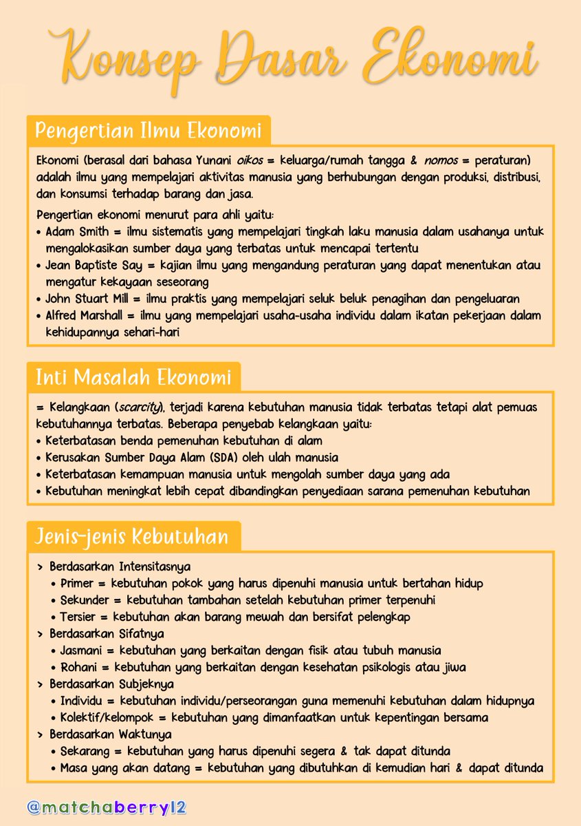 matchaberry12's tweet image. –– Catatan Ekonomi ––

☾ Konsep Dasar Ekonomi ☽