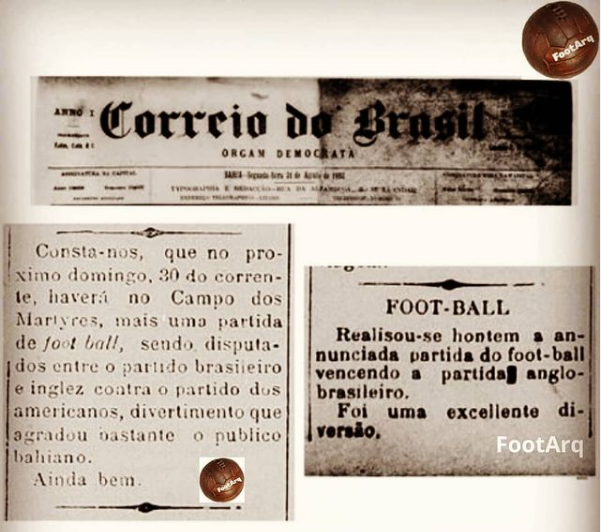 footarqMF's tweet photo. Em 30/08/1903 uma equipe formada por brasileiros e ingleses disputaram uma partida contra uma equipe americana formada por oficiais que estavam de passagem por Salvador, vencendo por 2x0, na 1ª partida internacional de #football na Bahia. Mais em https://t.co/srVTpWjWqC -#futebol https://t.co/ygbyUnXqrz