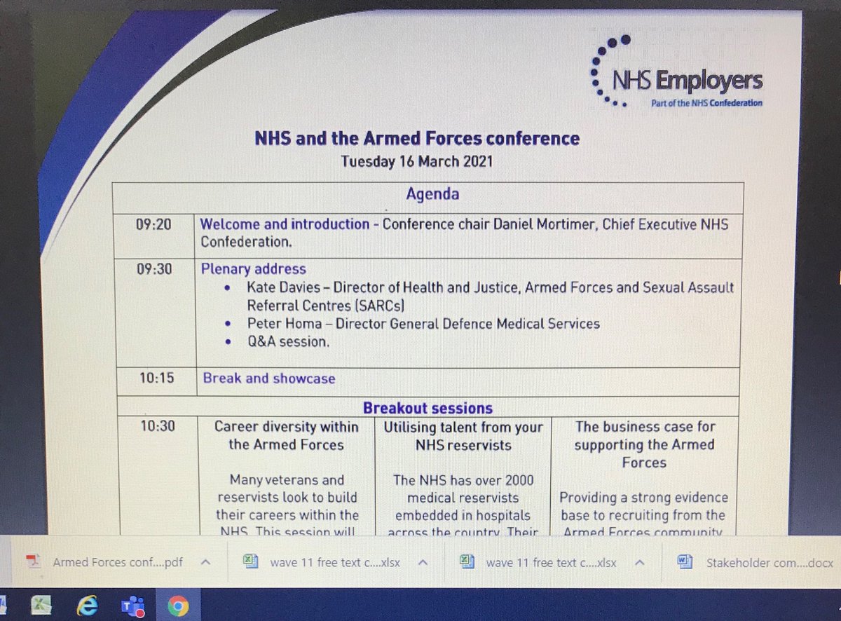 Excellent #NHSMilitaryConf with some great speakers. Great that we have access to the sessions we were not able to join today. 🙏