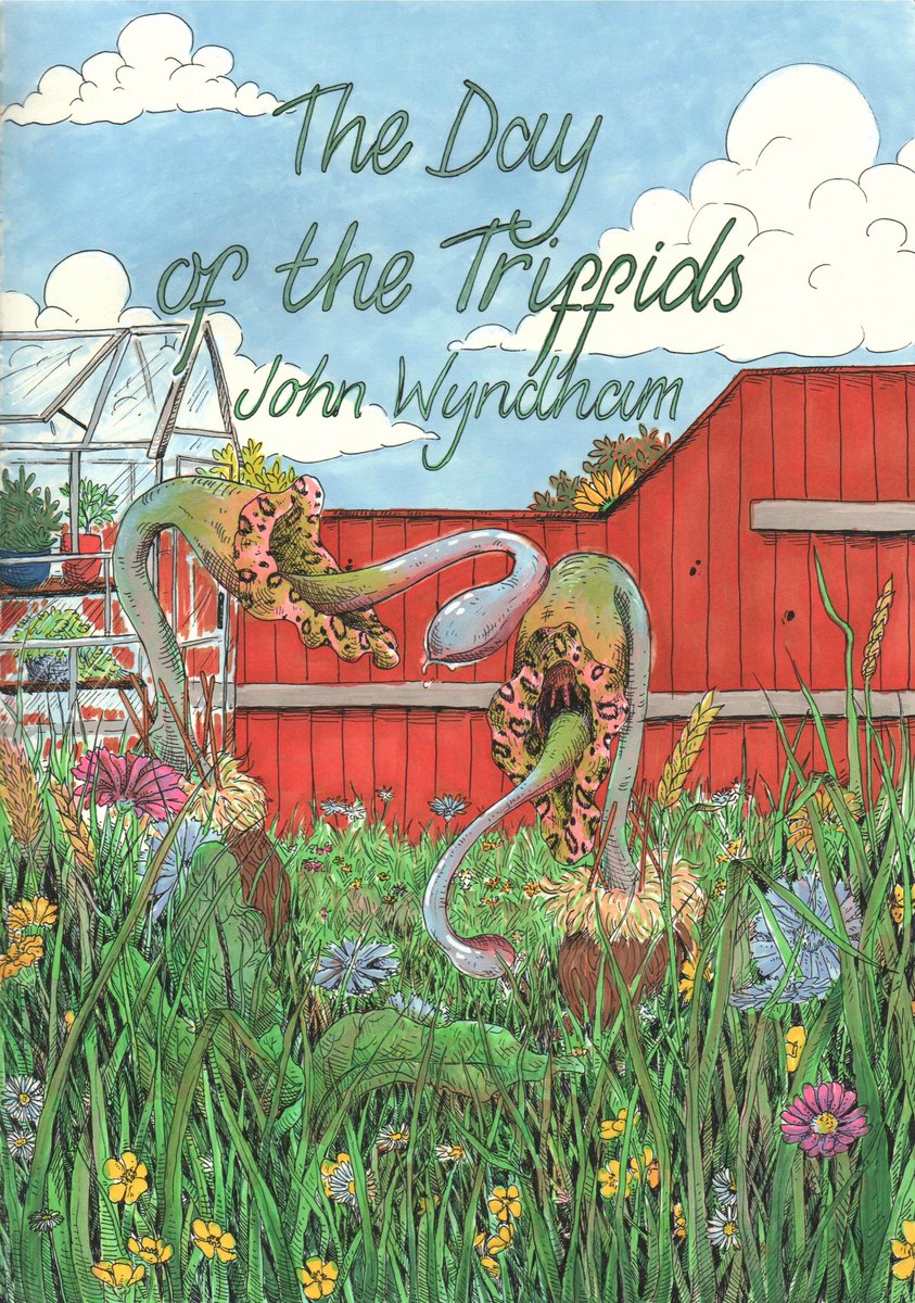 Sarahlouillust1's tweet photo. My own version of covers for a couple books I like!
#thedayofthetriffids #theshiningart #theshining #typewriterart #monsterplants #fantasyart #illustrations #tdott #bookcoverillustration #bookcovers #bookillustrator #bookart #lovereading #booklover https://t.co/ElDv73J2PB