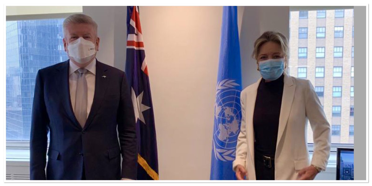 Thank you <a href="/AustraliaUN/">Ambassador James Larsen 🇦🇺🇺🇳</a> Ambassador Fifield 🇦🇺 for an inspiring &amp; like-minded meeting! 🙏#EduCannotWait looks forward working w you.
#SDG4 #LeaveNoOneBehind