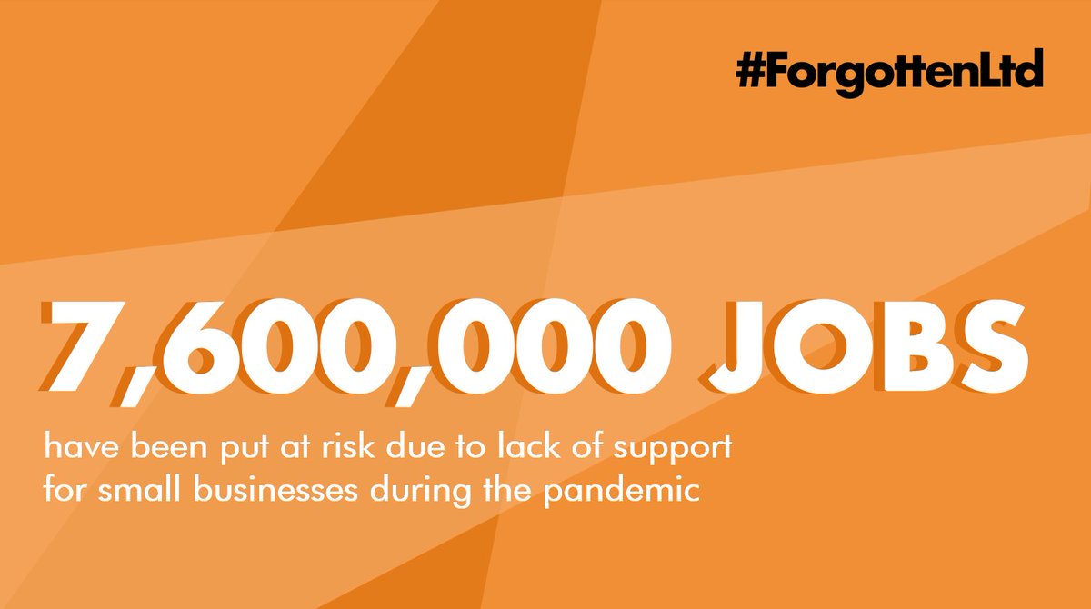 🏭 2m small companies
🙁 3.8m people without meaningful support        
👩‍💼 7.6m people working for small businesses

<a href="/hmtreasury/">HM Treasury</a> is not protecting all jobs or supporting all businesses equally. There are #GapsinSupport in every industry.

 <a href="/RishiSunak/">Rishi Sunak</a> <a href="/BorisJohnson/">Boris Johnson</a> #ForgottenLtd