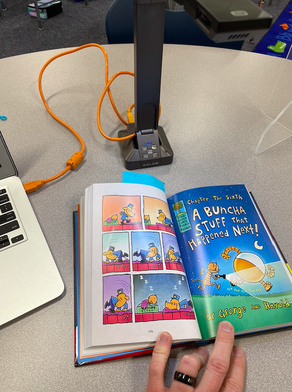 MrTomTheBC's tweet photo. Thanks to #AppleAirplay and #MISDTech Reading to my class has never been so easy! #DogMan #books #reading https://t.co/LIsYZgulDK