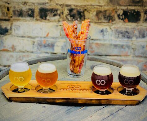 Mark your calendar! Sat. 3/20, starting @ 12noon, Beer and Bacon flight pairing. 🍺&amp;🥓=😋For $15 nosh on four strips of thick cut artisanal bacon from Mad Science Bacon Labs and four 5oz CBB beers. While supplies last. #beerandbacon #EatLocal #drinklocal #mymgm #shareacommonbond