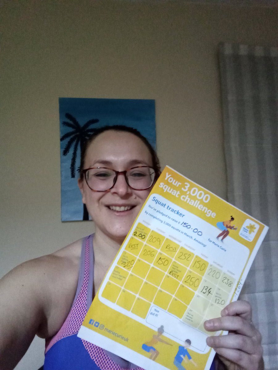 I'm doing the <a href="/mariecurieuk/">Marie Curie</a> 3000 squats in March challenge. Raising awareness and funds for this amazing organisation. We lost dad ten years ago now, but I will never forget the kindness of the nurses who supported the family in dad's last days ❤️

justgiving.com/fundraising/Ra…