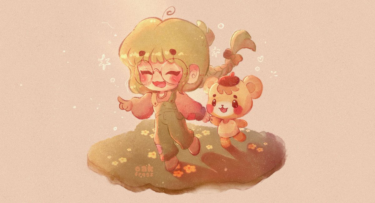 elfinfawn's tweet image. bunny (@oakfrogs) has been so amazing and patient over these past few weeks and her art is so beautiful im speechless 🥺 thank you for bringing my dream of having marty as my lil best friend to life — 💛🧸