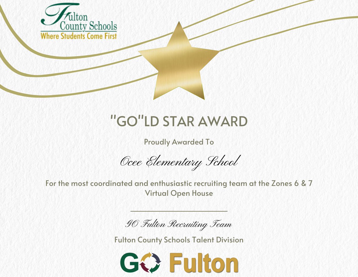 GO Fulton Recruiting (@go_fulton) on Twitter photo Congratulations to <a href="/OceeElem/">Ocee Elementary School</a>! It appears that the most coordinated and enthusiastic recruitment team also completed the most chats. Great job! <a href="/OCEEPrincipal/">Kerri-Ann Williams</a> Congratulations to <a href="/OceeElem/">Ocee Elementary School</a>! It appears that the most coordinated and enthusiastic recruitment team also completed the most chats. Great job! <a href="/OCEEPrincipal/">Kerri-Ann Williams</a>