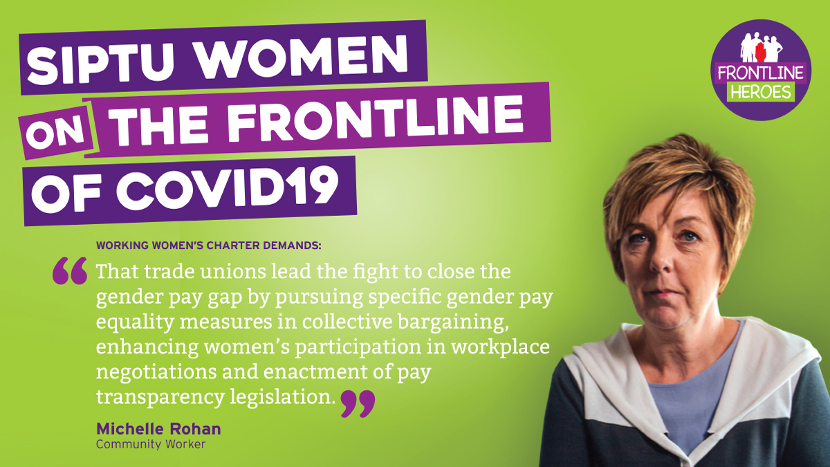 SIPTU's tweet image. Equality starts at work. #WorkplaceDemocracy 

Equal pay for work of equal value presents the trade union movement with a unique opportunity to lead a movement for gender equality in the world of work. 

Read #ourSIPTU Working Women&apos;s Charter demands 👇

siptu.ie/bulletin/pdf/1…