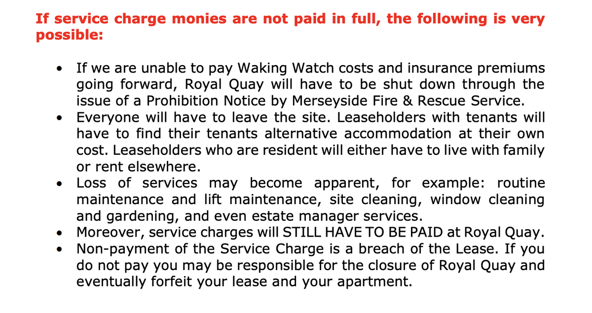 This is what happens when you don't pay the huge waking watch, insurance hikes and inflated service charges.

You get evicted and then you forfeit your lease.

#EndOurCladdingScandal <a href="/gtomlin/">Graham Tomlin</a> <a href="/bishopSarahM/">BishopSarah</a> @joannegrenfell <a href="/CRDArbuthnot/">Charlie Arbuthnot</a> <a href="/team_greenhalgh/">Stephen Greenhalgh</a> <a href="/mtpennycook/">Matthew Pennycook MP</a> 

Shameful.