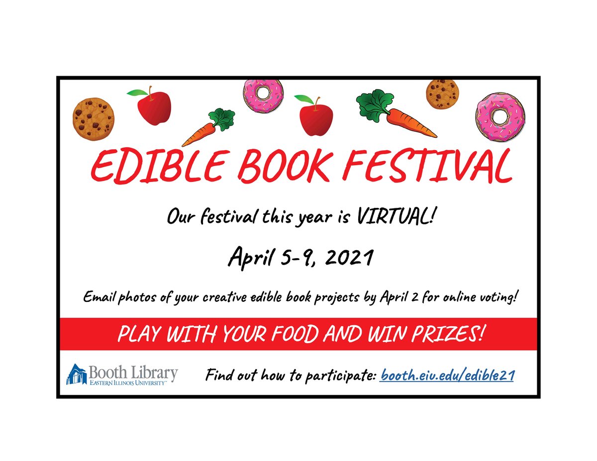 Booth Library, EIU (@boothlibrary) on Twitter photo Play with your food and win prizes! Enter our virtual Edible Book Festival! More info available at booth.eiu.edu/edible21 <a href="/EIU_CSI/">EIU Center for Student Innovation</a> <a href="/eiu/">#EIU</a> <a href="/boothreference/">EIU Research help</a> @LumpkinCollege <a href="/EIU_OIAE/">Office of Inclusion and Academic Engagement</a> <a href="/EIUOISS/">EIU OISS</a> <a href="/EIUvolunteers/">EIUVolunteers</a> <a href="/EIU_LASO/">EIU LASO</a> <a href="/EIUCHHS/">College of Health and Human Services, EIU</a> Play with your food and win prizes! Enter our virtual Edible Book Festival! More info available at booth.eiu.edu/edible21 <a href="/EIU_CSI/">EIU Center for Student Innovation</a> <a href="/eiu/">#EIU</a> <a href="/boothreference/">EIU Research help</a> @LumpkinCollege <a href="/EIU_OIAE/">Office of Inclusion and Academic Engagement</a> <a href="/EIUOISS/">EIU OISS</a> <a href="/EIUvolunteers/">EIUVolunteers</a> <a href="/EIU_LASO/">EIU LASO</a> <a href="/EIUCHHS/">College of Health and Human Services, EIU</a>