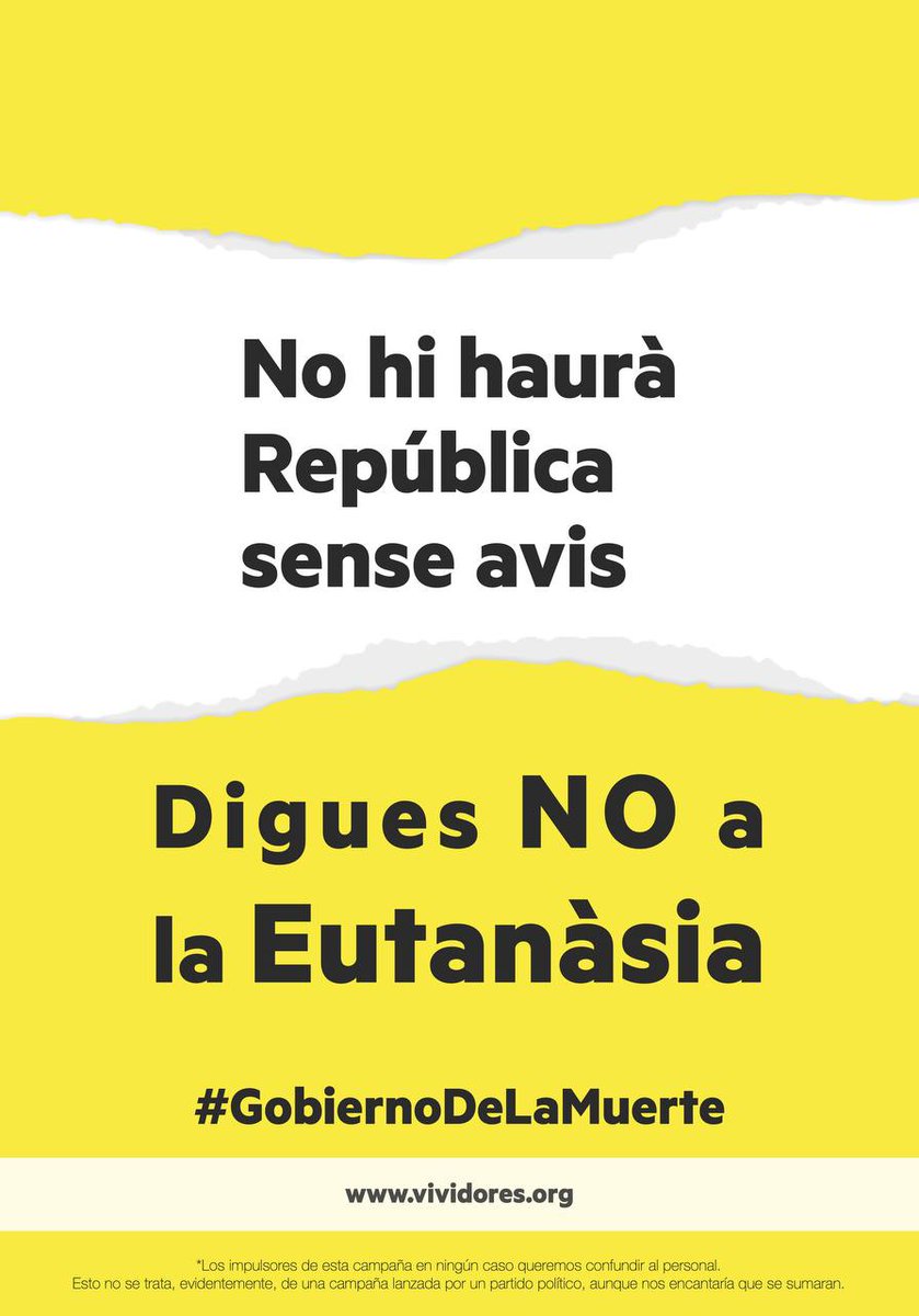 Digues NO a l'Eutanàsia.
#GobiernoDeLaMuerte