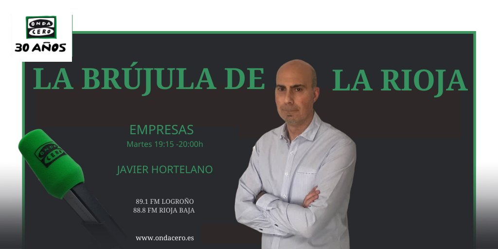 ondacerolarioja's tweet photo. 🟢#LaBrujuladeLaRioja #Economia y #Empresas con @javihortelano1 
Con la colaboración de #FerComercio @empresa_rioja y @lariojaorg
📻89.1 FM y 88.8 FM Rioja Baja 
https://t.co/Vth21UfKUc https://t.co/zdwNUfBwbz