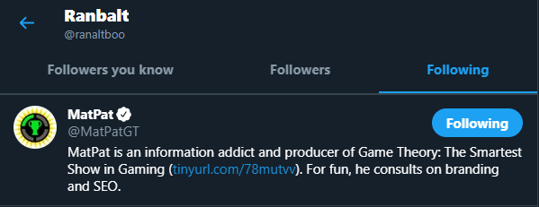 fuckbeetwt's tweet photo. RANBOO JUST FOLLOWED GAME THEORY ON HIS ALT. YESTERDAY HE WASN'T FOLLOWING HIM (YES I CHECK HIS FOLLOWS) https://t.co/8WolcfQNKg