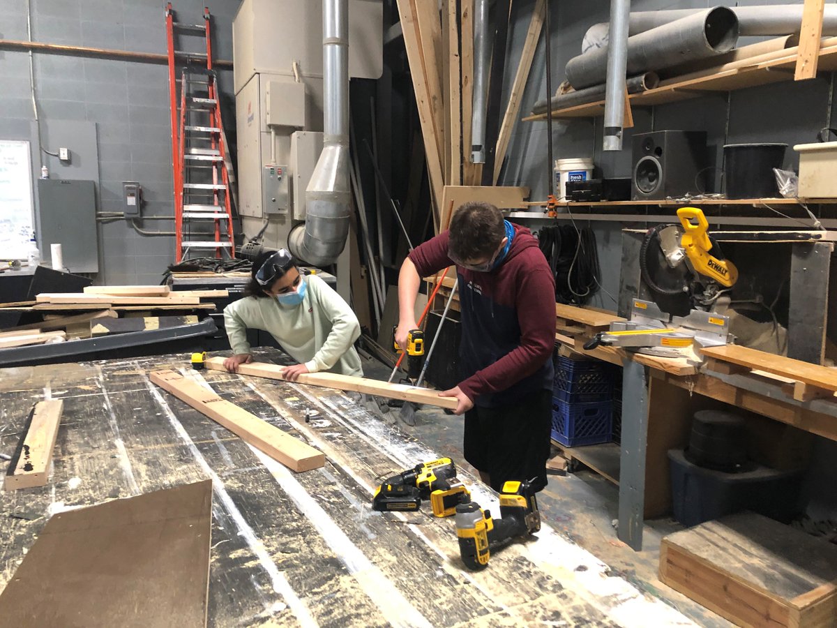 CCDSTheatre's tweet photo. The 7th Grade Tech Class is doing some pretty cool stuff as they help with set pieces for The Little Mermaid! @CCDSHirsch https://t.co/yHMPwFgzoc