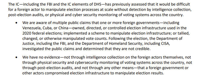 C_C_Krebs's tweet photo. And there it is - election machine rigging claims by supporters of #TheBigLie determined "not credible." Source material: https://t.co/cZU8sGHSzP https://t.co/uwzEDLSrLF