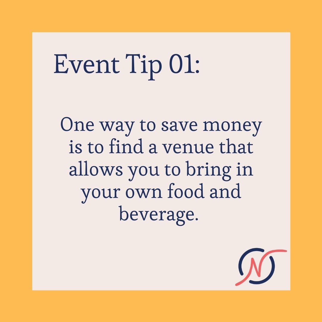 Event Tip #1: One way to save money is to find a venue that allows you to bring in your own food and beverage. We have relationships with food and bevergae partners that give non-profits a discount. This is an easy way to help keep costs down. #nonprofits #eventtip