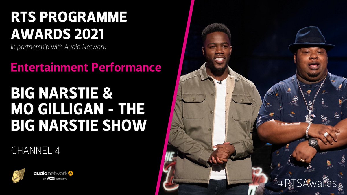 Royal Television Society (@rts_media) on Twitter photo The first award of the night goes to <a href="/bignarstie/">Big Narstie</a> & <a href="/MoTheComedian/">Mo Gilligan</a> for Entertainment Performance on the <a href="/BigNarstieShow/">The Big Narstie Show</a>. Judges said āan infectious sense of fun is created. Itās like a party that you want to be atā #RTSAwards The first award of the night goes to <a href="/bignarstie/">Big Narstie</a> & <a href="/MoTheComedian/">Mo Gilligan</a> for Entertainment Performance on the <a href="/BigNarstieShow/">The Big Narstie Show</a>. Judges said āan infectious sense of fun is created. Itās like a party that you want to be atā #RTSAwards