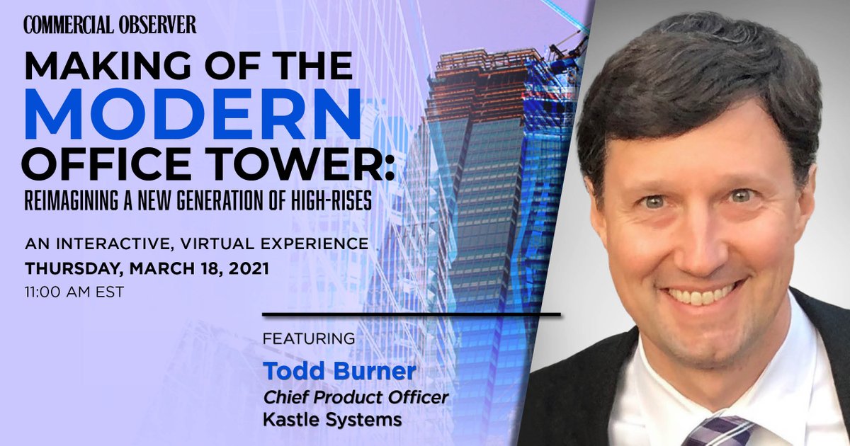 Kastle Systems (@kastlesystems) on Twitter photo Join <a href="/commobserver/">Commercial Observer</a> on March 18th for a virtual discussion on the evolution of the modern office tower, featuring Kastle Chief Product Officer, Todd Burner. Learn more on how architects, developers, and more are breaking the mold in new designs. Register: bit.ly/3bvjNn6 Join <a href="/commobserver/">Commercial Observer</a> on March 18th for a virtual discussion on the evolution of the modern office tower, featuring Kastle Chief Product Officer, Todd Burner. Learn more on how architects, developers, and more are breaking the mold in new designs. Register: bit.ly/3bvjNn6