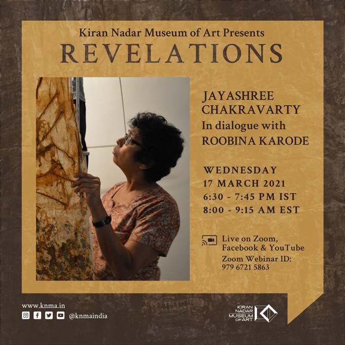 Catch Jayashree Chakravarty in <a href="/KNMAindia/">Kiran Nadar Museum of Art</a>'s series "Revelations." Chakravarty will talk about her art, moments of creative discovery, and insights. go.asianart.org/30R3Ykw

Chakravarty's painting, "Personal Space," is now on view at the Asian Art Museum! go.asianart.org/3cIu1Q6