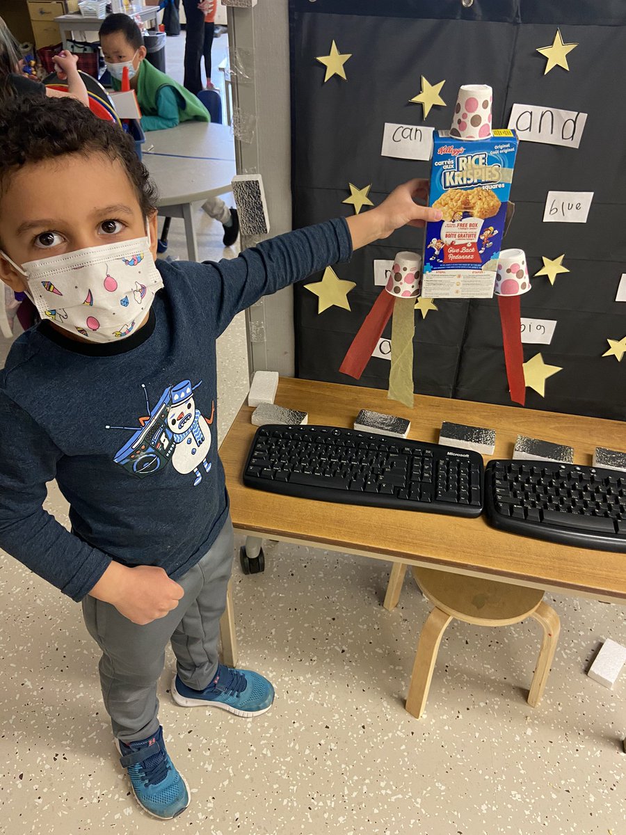 Last week our students made their plans to build a rocket ship, and told us materials that they needed. We raided our recycling bins, and today we built them! So much fun exploring and creating with our space inquiry! <a href="/MrsHickey3/">Kelly Hickey</a> <a href="/SettlersGreenPS/">Settler's Green PS</a>