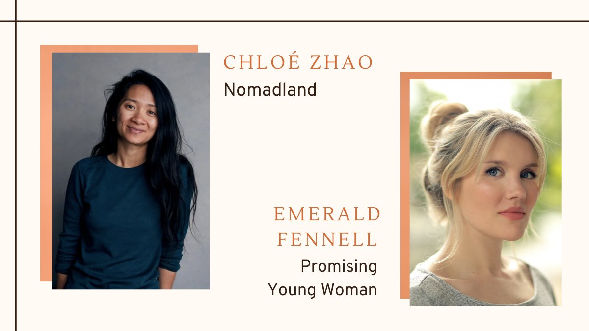 femfreq's tweet photo. For the first time, more than one woman has been nominated to win an Oscar for Best Director. Congratulations to Chloé Zhao and Emerald Fennell! It only took nearly 100 years. https://t.co/Lv1bXduK9P