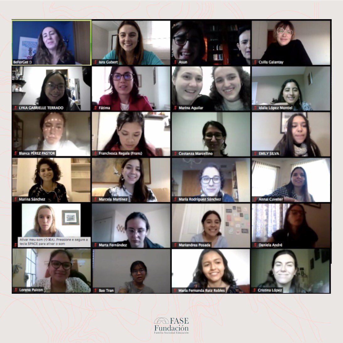 fase_fundacion's tweet photo. Más de 500 inscritas de 37 países en el #GlocalHack #faseFundacion @BeForGet
2ªreunión de dinamizadoras: 44 jóvenes de 20, que coordinarán a sus grupos en el trabajo hacia la resolución del reto.
#atentosaloqueseviene #beforget #challenge https://t.co/Qn4VyI20QD