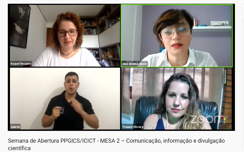 ronaldfar's tweet photo. Simplesmente sensacional acompanhar o debate da mesa 'Comunicação, informação e divulgação científica' do #PPGICS no canal da @videosaude, com @ThaianeOliveira, @raquelrecuero e Ana Regina Rego. Muito aprendizado com falas críticas e necessárias sobre o fenômeno da desinformação. https://t.co/uRRmTP2QYa