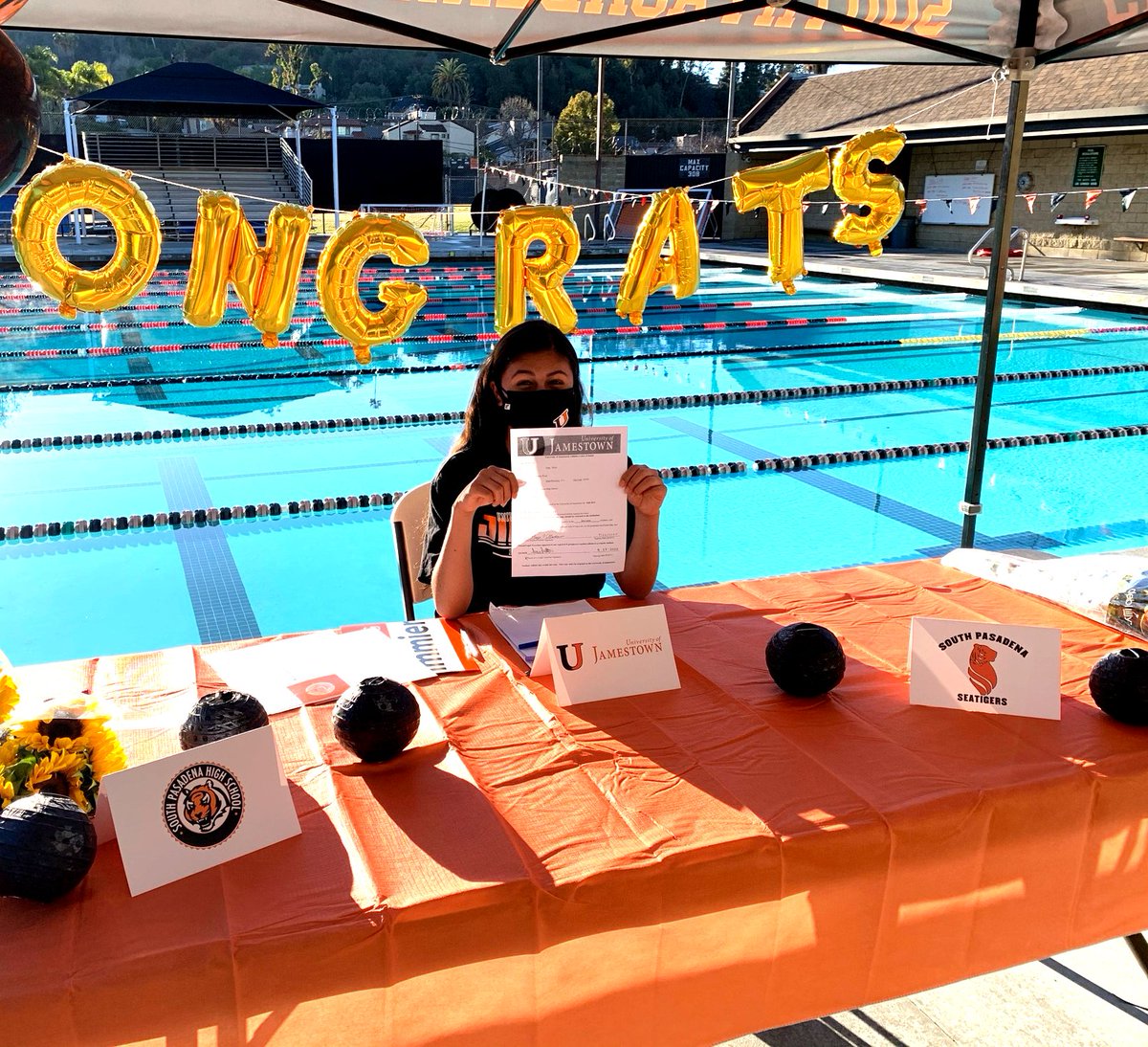 SwimSPS's tweet photo. Congratulations Maya on signing your NLI to attend U of Jamestown #jimmienation. We are so proud of you! @sopasreview @southpasadenan @athleticsSPHS https://t.co/jkPUqZcQSR