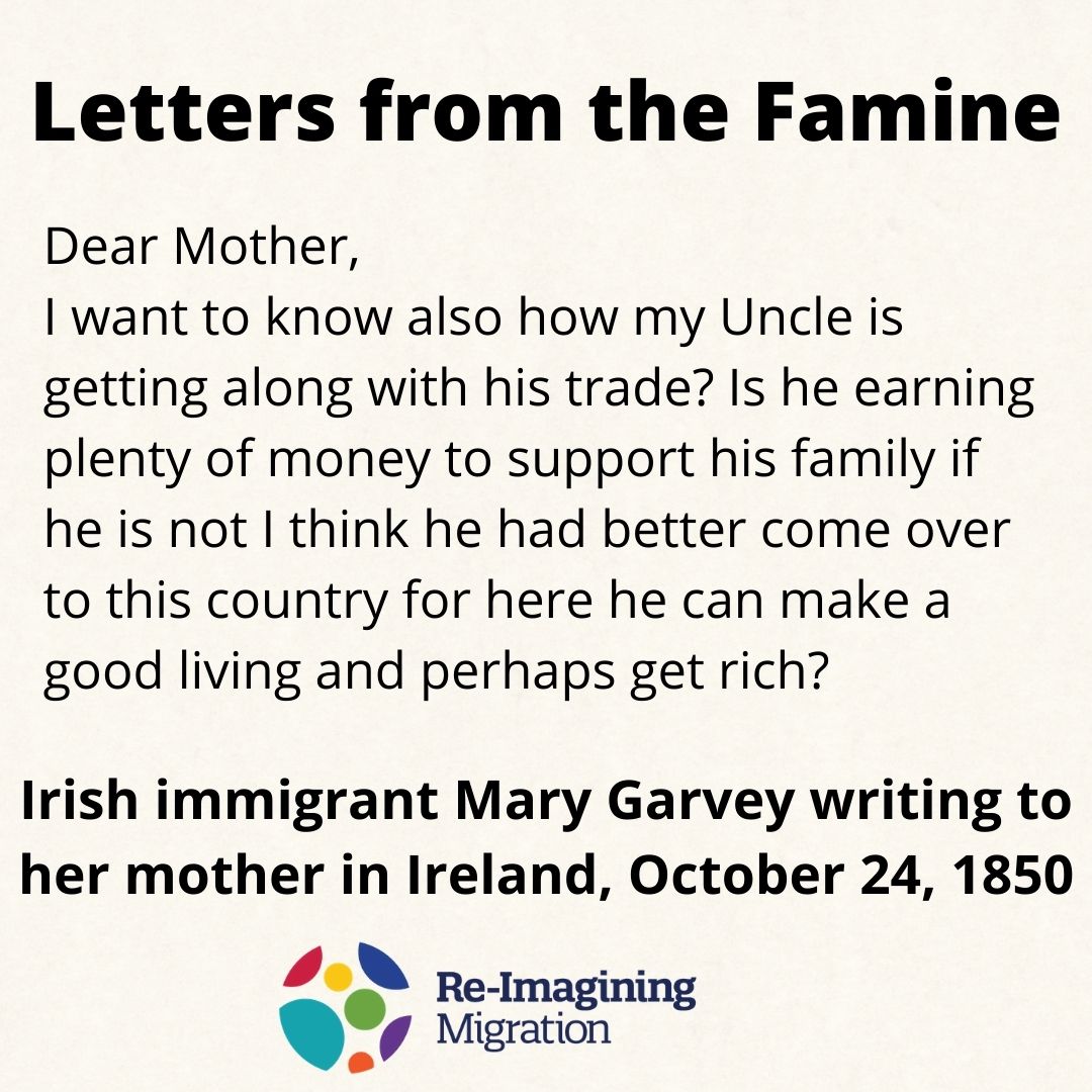 learn more about the lives of Irish immigrants to the US during the famine at reimaginingmigration.org/thousands-are-… #StPatricksDay