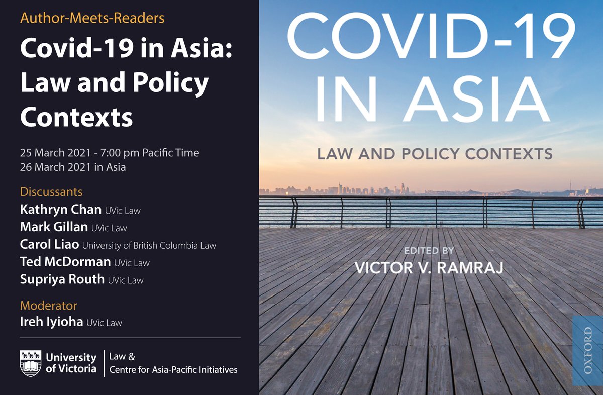 UVic Centre for Asia-Pacific Initiatives (@capiuvic) on Twitter photo We're excited to bring CAPI Director <a href="/vvramraj/">Victor V Ramraj</a>'s (ed) new <a href="/OUPLaw/">OUP Law</a> volume to life in a virtual @UVicLaw "Author-Meets-Readers" session with colleagues <a href="/kmchanuvic/">Kathryn Chan</a>, <a href="/carolmliao/">Carol Liao</a>, <a href="/IIyioha/">I. Iyioha</a> + more | Register: bit.ly/Covid-in-Asia_… We're excited to bring CAPI Director <a href="/vvramraj/">Victor V Ramraj</a>'s (ed) new <a href="/OUPLaw/">OUP Law</a> volume to life in a virtual @UVicLaw "Author-Meets-Readers" session with colleagues <a href="/kmchanuvic/">Kathryn Chan</a>, <a href="/carolmliao/">Carol Liao</a>, <a href="/IIyioha/">I. Iyioha</a> + more | Register: bit.ly/Covid-in-Asia_…