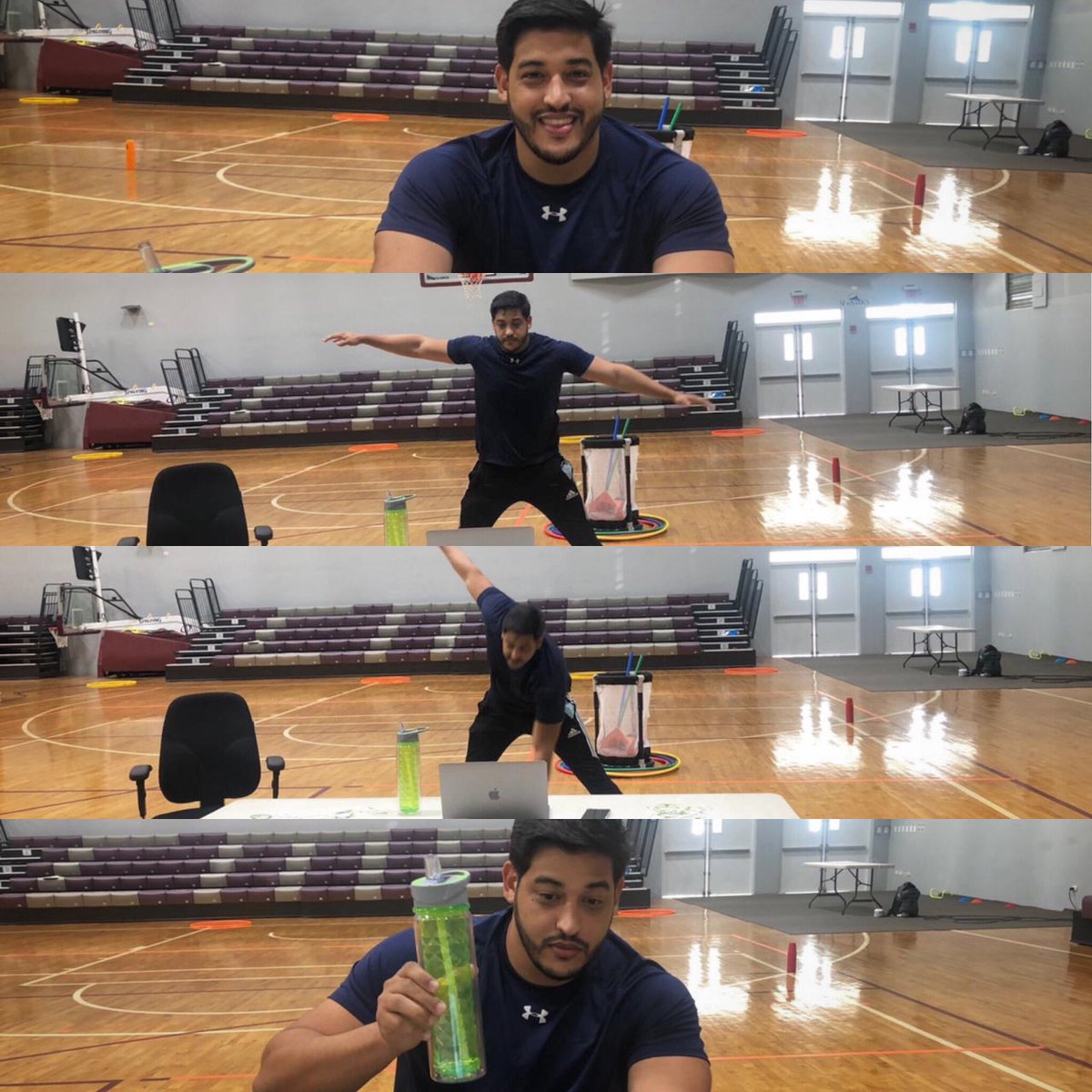 CMSSharks's tweet photo. Physical activity is important for healthy growth and development. Mr. Francisco leads 1st grade students in warm up exercises and reminds them of the importance to stay hydrated during their PE class. 🏃🏽‍♀️🏃🏻‍♂️ #cmsdistancelearning https://t.co/TnchoU6fg8