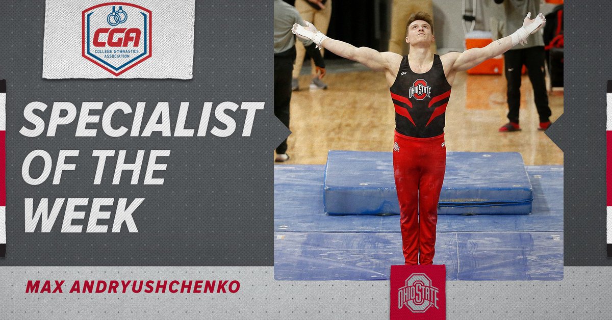 OhioStateMGYM's tweet photo. With three podium finishes vs. Iowa, including first place on rings (13.750) and high bar (13.200), @amax828 has been voted @CollegeMGym Specialist of the Week! 

#GoBuckeyes https://t.co/ZZEKhHQesq