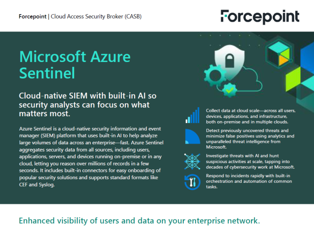 LionelGeek's tweet image. Here&apos;s a #SolutionBrief that explains Forcepoint CASB integration with @Microsoft&apos;s Azure Sentinel. forcepoint.com/sites/default/… #MISA #cybersecurity #CASB bit.ly/3bXMKZb