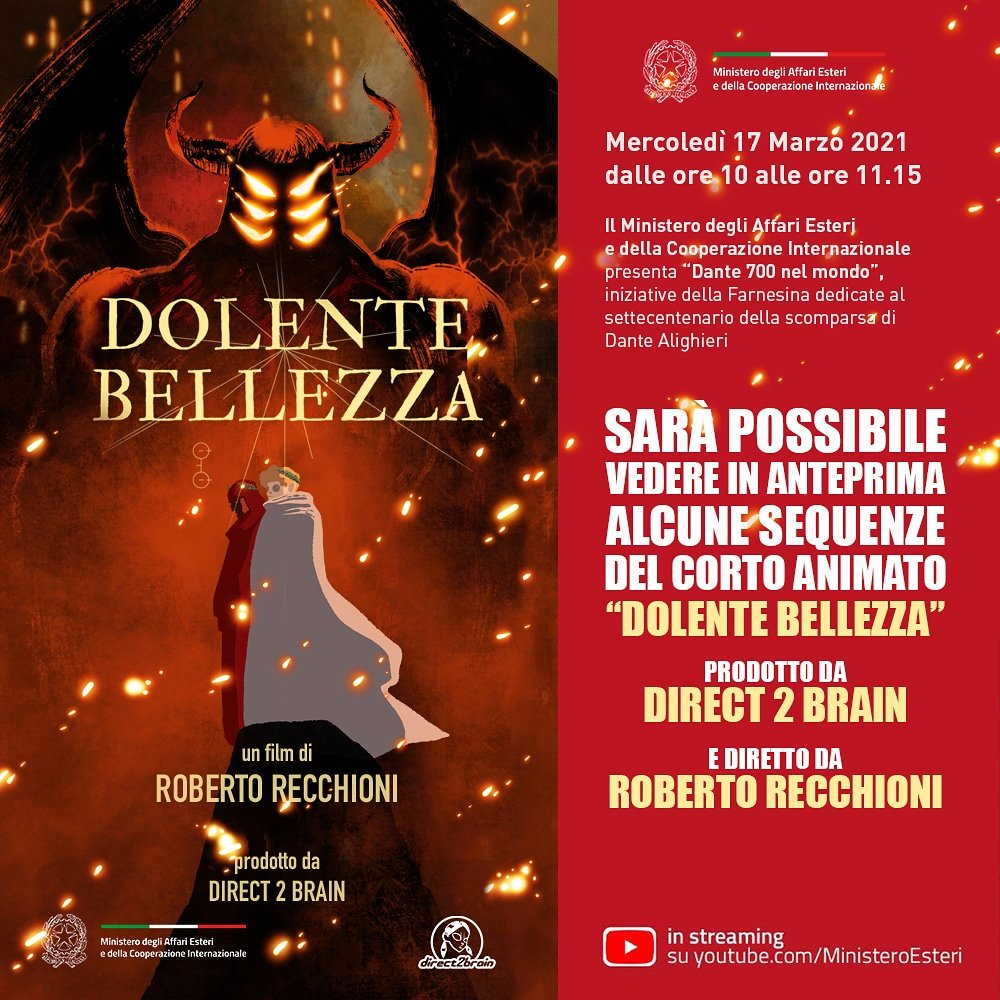 #DolenteBellezza Dante e Virgilio intraprendono un lungo cammino tra oscurità e desolazione per raccontare l'Italia attraverso un corto d'animazione diretto da Roberto Recchioni e prodotto da Direct 2 Brain. 
#Dante #Virgilio #cortometraggiodianimazione