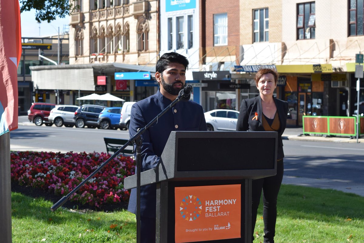YvonDavis's tweet photo. Harmony Fest flag-raising in @Ballarat yesterday celebrating #harmony from 12-28 March. #lovewhereIlive @ICCities #harmonyfest #harmonyfestBallarat https://t.co/CsvpVWNARF