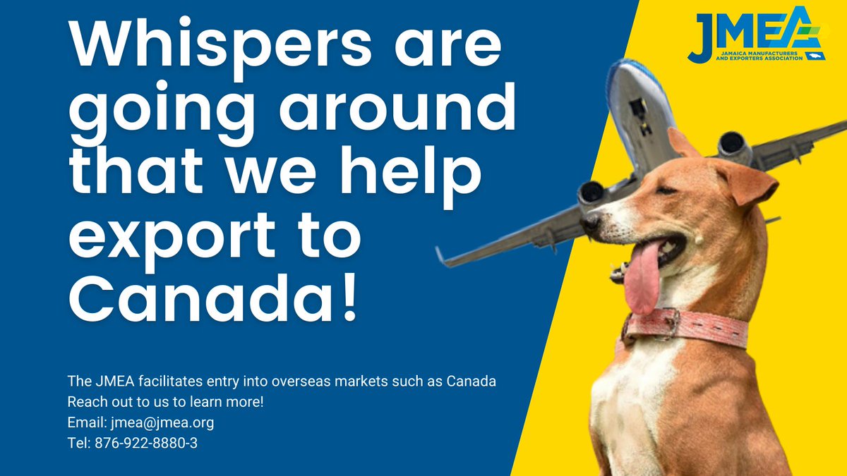 theJMEA_'s tweet photo. The JMEA is big on helping our local manufacturers to #ProduceLocal and #ExportGlobal
Reach out to us and learn more about overseas markets you can enter including #Canada
Email jmea@jmea.org
Tel: 876-922-8880-3 https://t.co/4eZlWpLXjT