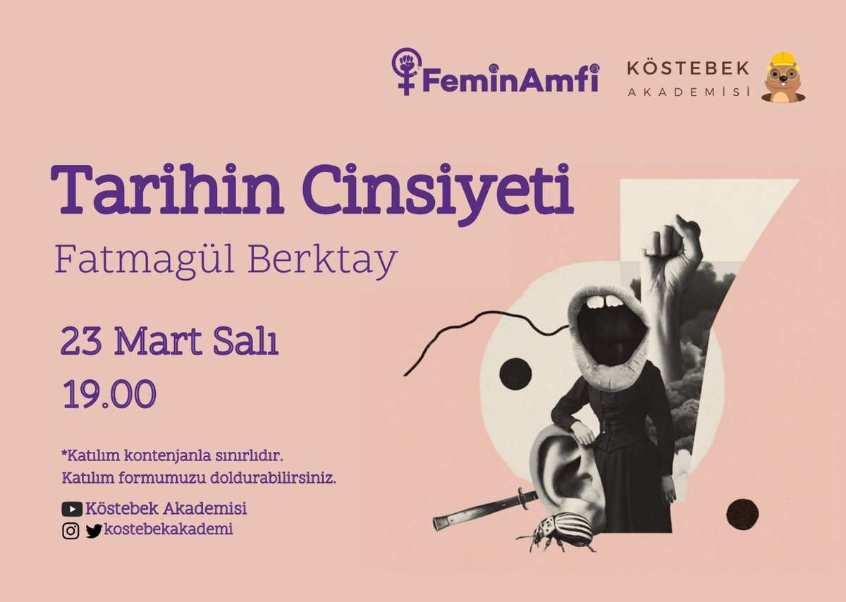 23 Mart Salı saat 19:00'da Fatmagül Berktay ile "Tarihin Cinsiyeti" üzerine konuşuyoruz.