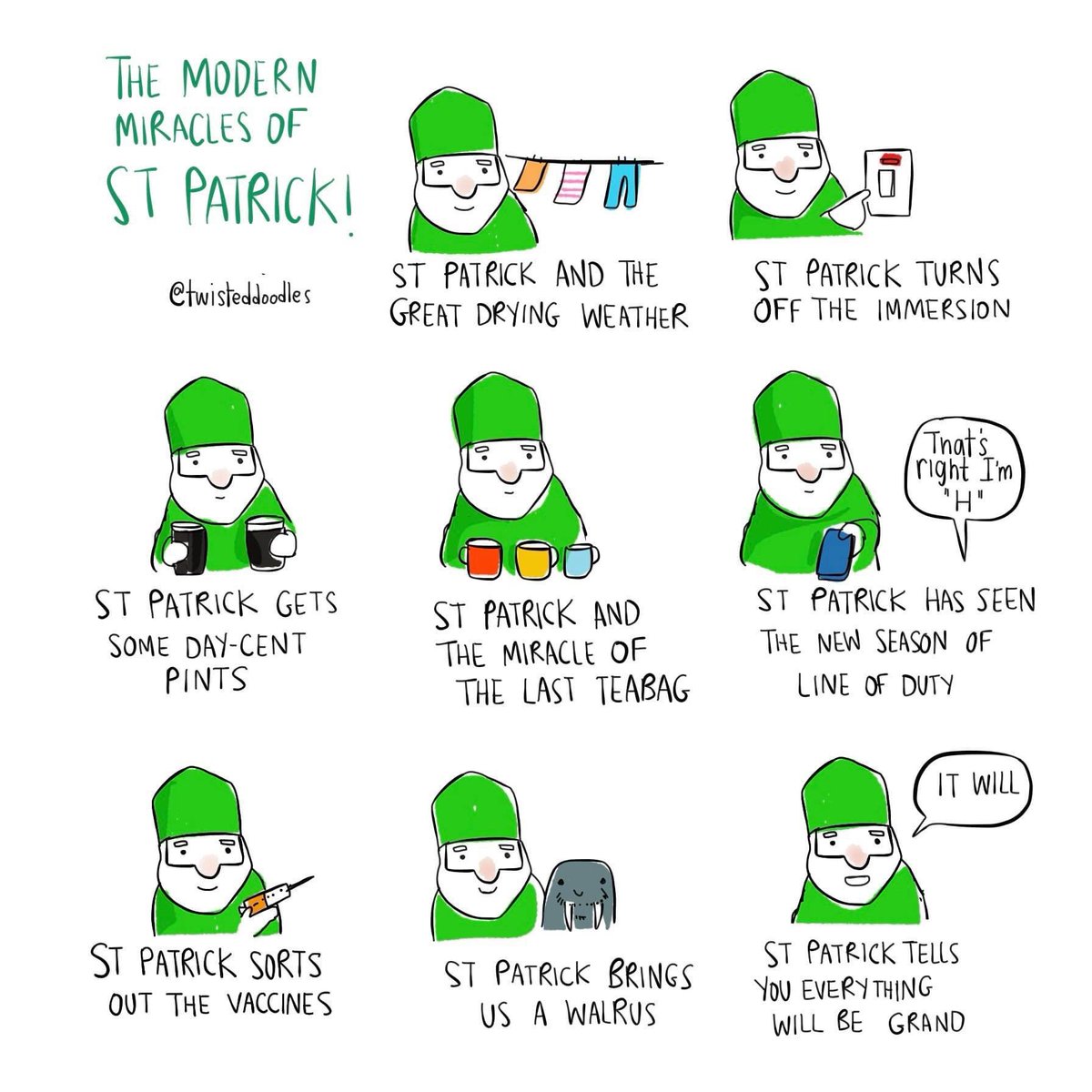 A wee message on St Patrick’s eve thank you @twisteddoodles for this! #DerryGirls @irishabroad @Derryvisitor