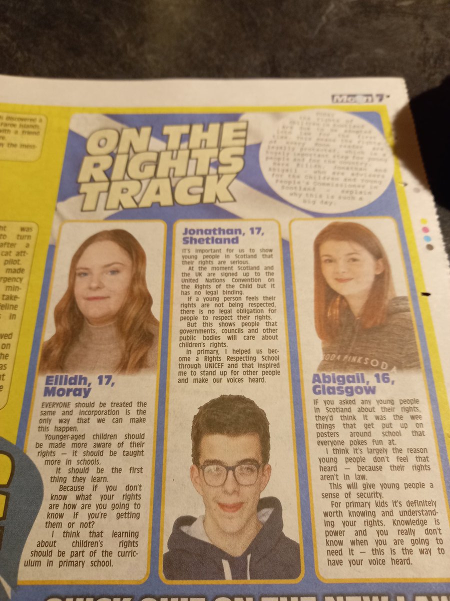 #UNCRCScotland passed through Parliament today unanimously! 🥳
What better way to find out what this means for children and Young People's Rights in Scotland than to hear from @CYPCS Young Advisors in the Scottish Sun Moon Magazine today!
#MakeRightsReal @mcgill_abigail