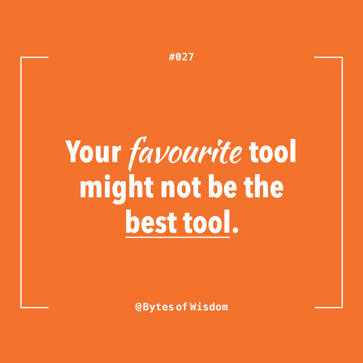 samjarman's tweet photo. Your favourite tool might not be the best tool. #BytesOfWisdom https://t.co/ZS5l7130Sn https://t.co/ehSbF94vvT