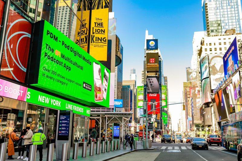 Our Billboard in Times Square to kick off our national ad campaign!!! #Download Our App - PDM - Pod Digital Media in the App Store