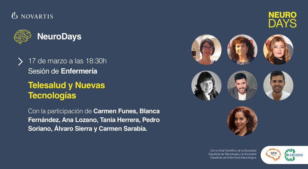 sedenered's tweet photo. Os recordamos que mañana las enfermeras de neurología y compañeras que se quieran sumar tenemos una cita más que interesante en los #neurodays para hablar de #telesalud y #nuevastecnologías
Acceso e información en el siguiente enlace:
https://t.co/h6ItfzCWkC
¡Os esperamos!🧠 https://t.co/MJqIKATZXp