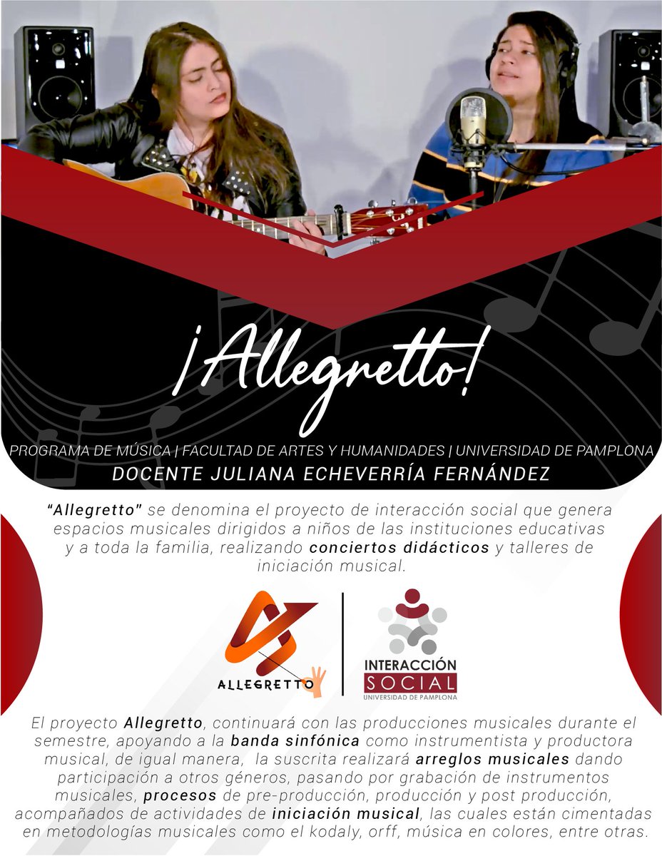 interaccionUP's tweet image. ¡Proyecto destacado! ⭐️

Desde su estudio en casa, la docente Juliana Echeverría Fernández nos cuenta acerca de su proyecto, su actualidad y nos invita a seguir esta iniciativa en Allegretto Unipamplona 🎶

#proyectosdeextensión #interacciónsocialup